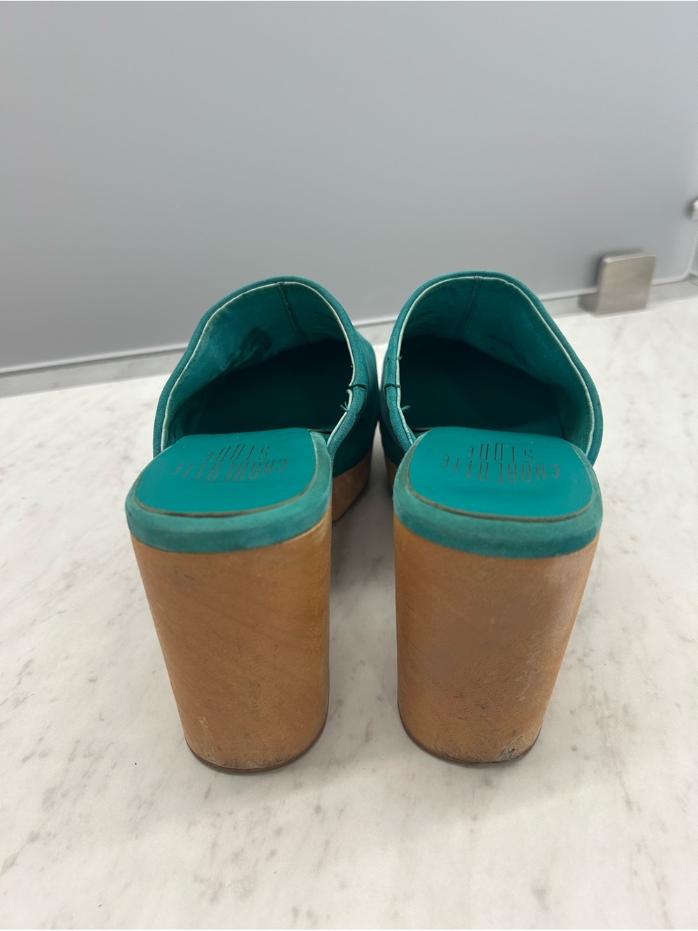Charlotte Stone Marlo turquoise blue teal clogs size 9 - Picture 5 of 7